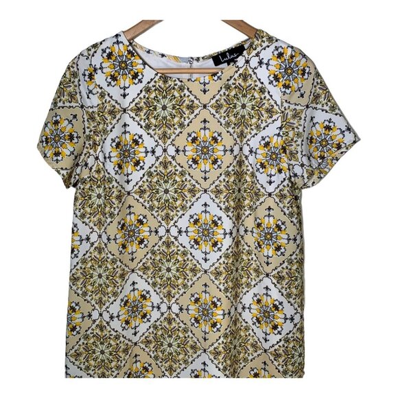 Lulus Yellow Floral Shift Mini Dress Medium Short Sleeve Boho - Picture 4 of 11